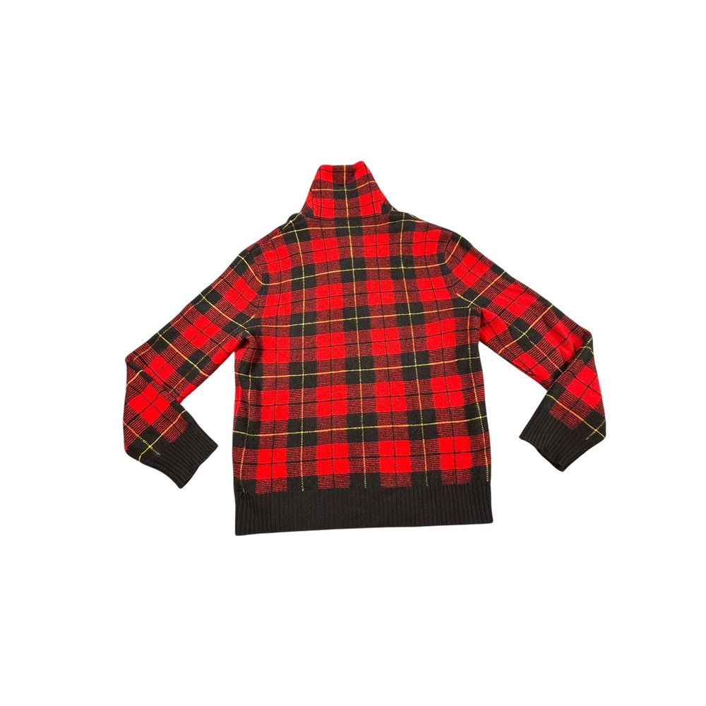 Polo Ralph Lauren Sweater Mens Large Red Plaid Shawl Neck Scottish Yarn - Picture 2 of 15